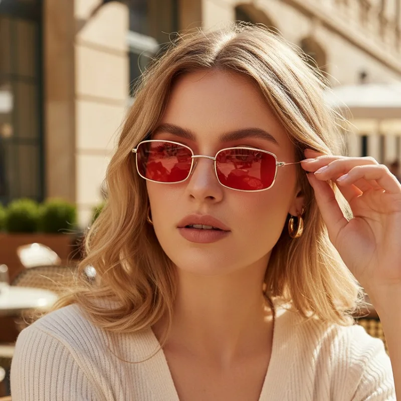 Vintage Fashion Enthusiasts - نظارات شمسية مربعة صغيرة جديدة للنساء،