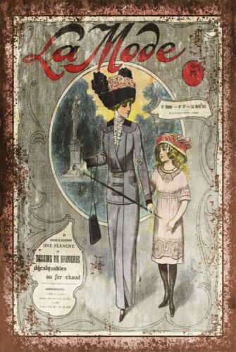Vintage Fashion La - لافتة معدنية بتصميم عتيق مستوحى من