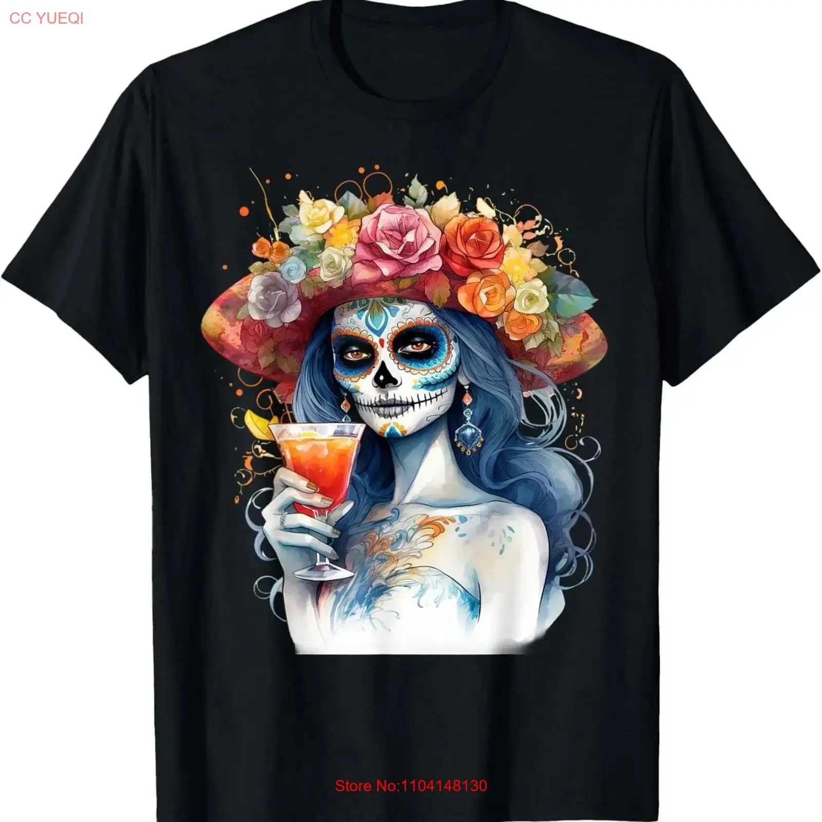 Vintage Fashion La - تي شيرت Dia De Los Muertos